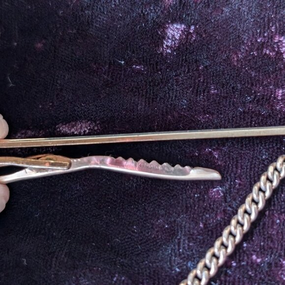 Classic Vintage HICKOK Tie Bar Clip - 10K Gold Plated with Chain, Excellent Gift - Picture 9 of 16